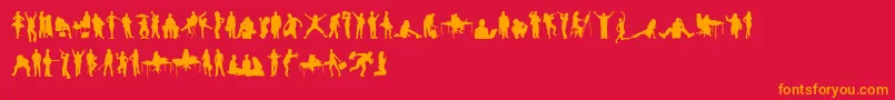 HumanSilhouettesFreeTwo Font – Orange Fonts on Red Background