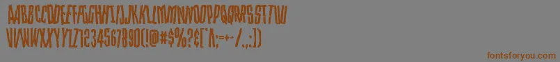 フォントStrangerdangerdish – 茶色の文字が灰色の背景にあります。