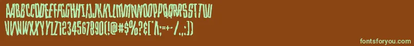 Strangerdangerdish-fontti – vihreät fontit ruskealla taustalla