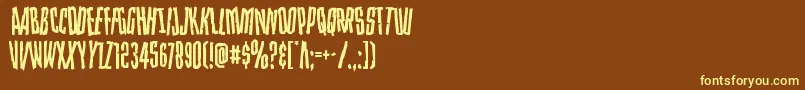 Strangerdangerdish-fontti – keltaiset fontit ruskealla taustalla