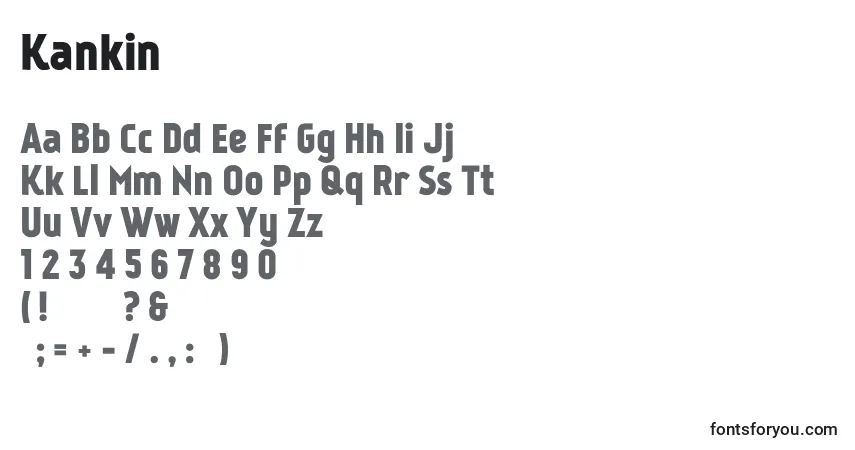 Czcionka Kankin – alfabet, cyfry, specjalne znaki