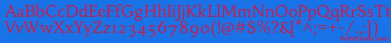 Czcionka HabibiRegular – czerwone czcionki na niebieskim tle