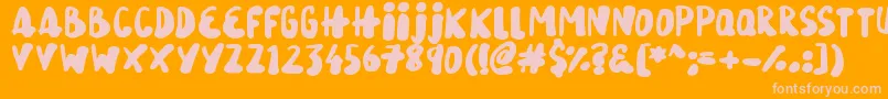 SnowySkies-fontti – vaaleanpunaiset fontit oranssilla taustalla