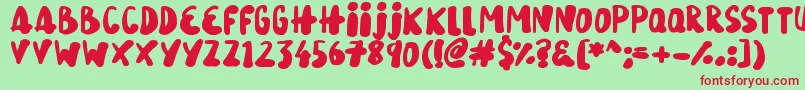 SnowySkies-fontti – punaiset fontit vihreällä taustalla