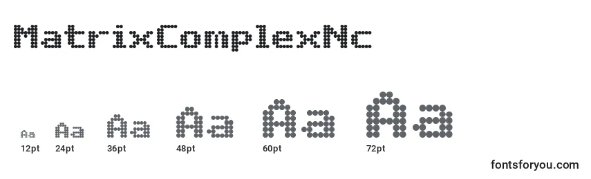 Größen der Schriftart MatrixComplexNc
