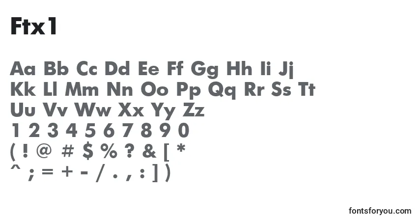 Schriftart Ftx1 – Alphabet, Zahlen, spezielle Symbole