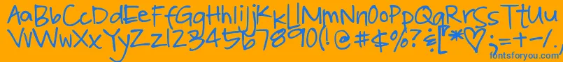 DjbPoppyseed Font – Blue Fonts on Orange Background