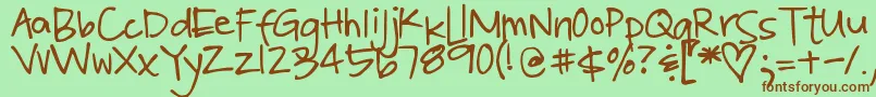 DjbPoppyseed Font – Brown Fonts on Green Background