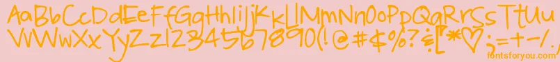 DjbPoppyseed-Schriftart – Orangefarbene Schriften auf rosa Hintergrund