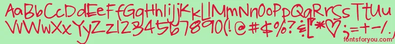 DjbPoppyseed Font – Red Fonts on Green Background