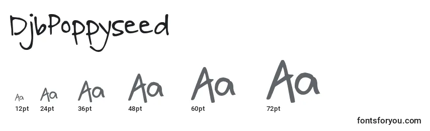 DjbPoppyseed Font Sizes