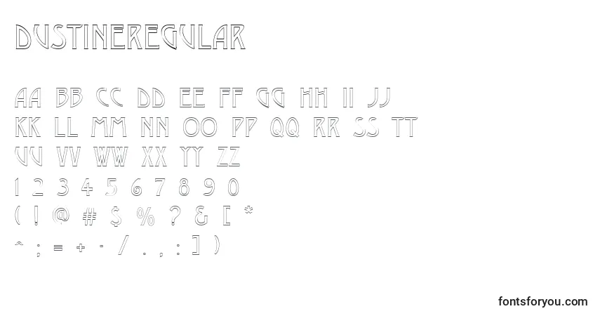 Czcionka DustineRegular – alfabet, cyfry, specjalne znaki