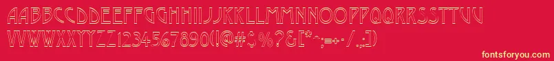 DustineRegular-Schriftart – Gelbe Schriften auf rotem Hintergrund
