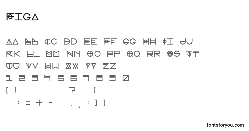 Schriftart Figa – Alphabet, Zahlen, spezielle Symbole