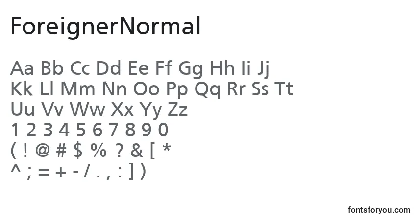 Czcionka ForeignerNormal – alfabet, cyfry, specjalne znaki