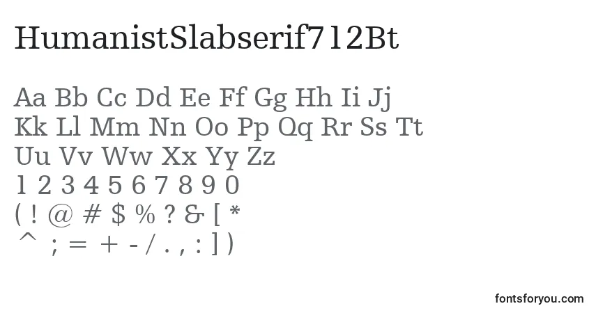 A fonte HumanistSlabserif712Bt – alfabeto, números, caracteres especiais