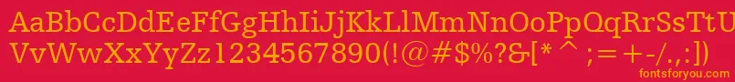 フォントHumanistSlabserif712Bt – 赤い背景にオレンジの文字