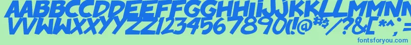 BadonkADonk2BoldItalic-Schriftart – Blaue Schriften auf grünem Hintergrund