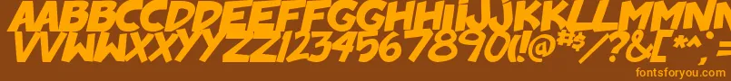 BadonkADonk2BoldItalic-Schriftart – Orangefarbene Schriften auf braunem Hintergrund