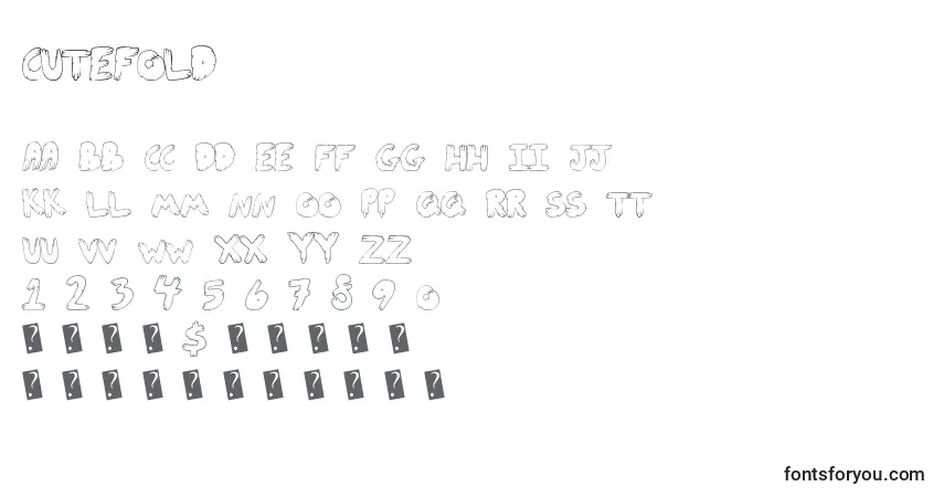 Cutefold-fontti – aakkoset, numerot, erikoismerkit