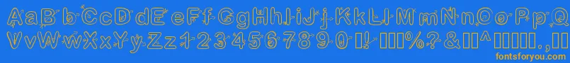 Cupidon-Schriftart – Orangefarbene Schriften auf blauem Hintergrund