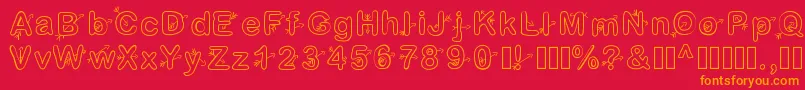 フォントCupidon – 赤い背景にオレンジの文字