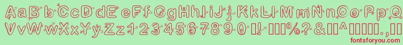 フォントCupidon – 赤い文字の緑の背景