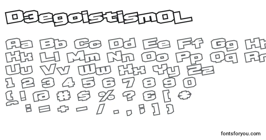 Czcionka D3egoistismOL – alfabet, cyfry, specjalne znaki