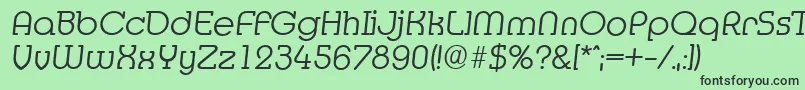 MexicoserialLightItalic-fontti – mustat fontit vihreällä taustalla
