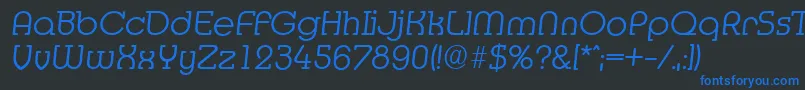 フォントMexicoserialLightItalic – 黒い背景に青い文字
