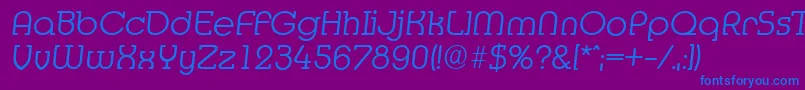MexicoserialLightItalic-fontti – siniset fontit violetilla taustalla