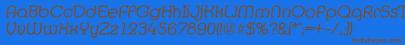 フォントMexicoserialLightItalic – 茶色の文字が青い背景にあります。