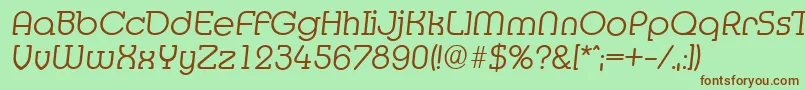 フォントMexicoserialLightItalic – 緑の背景に茶色のフォント