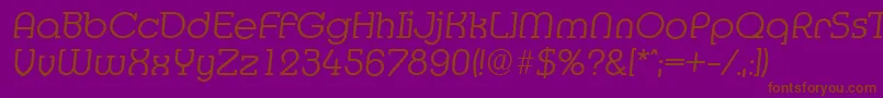 MexicoserialLightItalic-Schriftart – Braune Schriften auf violettem Hintergrund