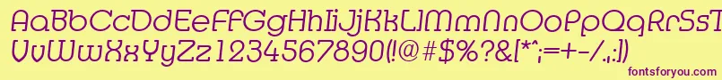 MexicoserialLightItalic-Schriftart – Violette Schriften auf gelbem Hintergrund
