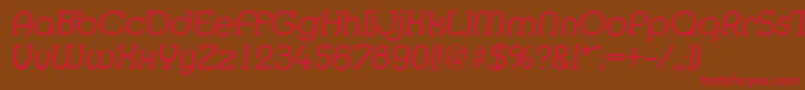 フォントMexicoserialLightItalic – 赤い文字が茶色の背景にあります。