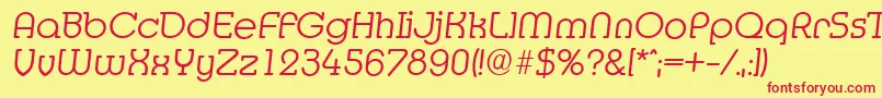 MexicoserialLightItalic Font – Red Fonts on Yellow Background