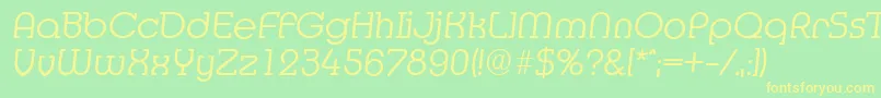 MexicoserialLightItalic-Schriftart – Gelbe Schriften auf grünem Hintergrund