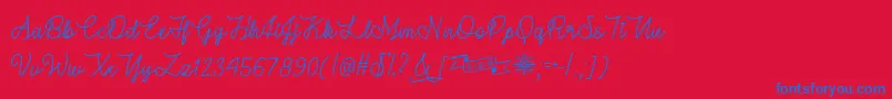WinterInJanuaryTtf-Schriftart – Blaue Schriften auf rotem Hintergrund