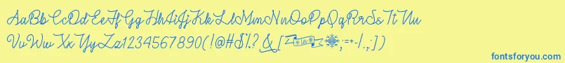 Fonte WinterInJanuaryTtf – fontes azuis em um fundo amarelo