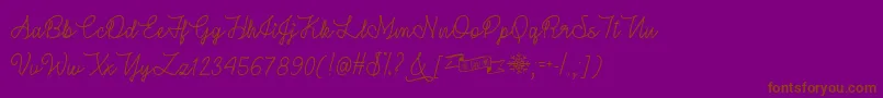 フォントWinterInJanuaryTtf – 紫色の背景に茶色のフォント