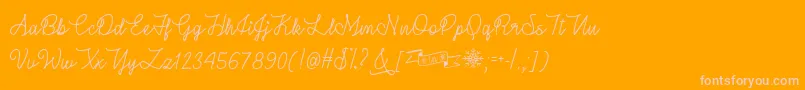 WinterInJanuaryTtf-Schriftart – Rosa Schriften auf orangefarbenem Hintergrund