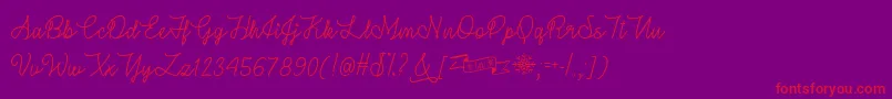 WinterInJanuaryTtf-Schriftart – Rote Schriften auf violettem Hintergrund