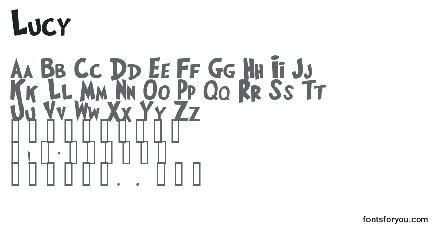 Шрифт Lucy – алфавит, цифры, специальные символы