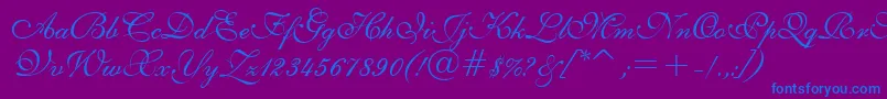 フォントEnglish111PrestoBt – 紫色の背景に青い文字
