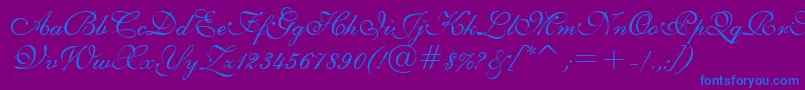 English111PrestoBt Font – Blue Fonts on Purple Background