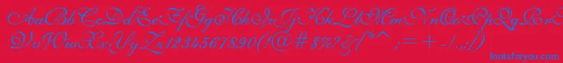 English111PrestoBt-Schriftart – Blaue Schriften auf rotem Hintergrund
