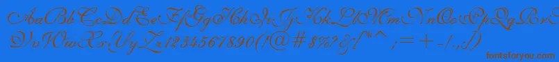 English111PrestoBt-Schriftart – Braune Schriften auf blauem Hintergrund