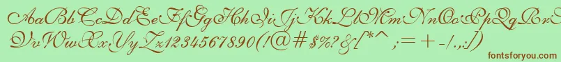 フォントEnglish111PrestoBt – 緑の背景に茶色のフォント