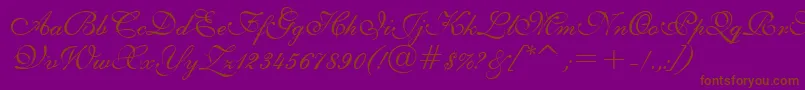 English111PrestoBt-fontti – ruskeat fontit violetilla taustalla